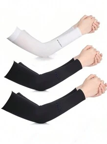 3 双女式直筒面料防晒袖套（黑色和白色）万圣节 - 彩色 - 查看 2