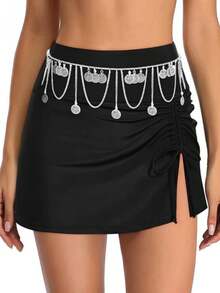 1入組比基尼腰鏈，流蘇金屬身體鏈，可調節女性沙灘穿著飾品，用於泳裝裝飾 - 彩色 - 查看 6