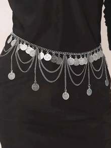 1入組比基尼腰鏈，流蘇金屬身體鏈，可調節女性沙灘穿著飾品，用於泳裝裝飾 - 彩色 - 查看 2