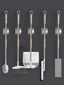 8入組/1入組免打孔拖把架，多功能微痕掛鉤，浴室掃帚掛架，廚房組織者，壁掛工具組織者，黏合式掃帚夾，適用於家居儲存，清潔工具和用品，宿舍必備物品 - 黑色 - 查看 9