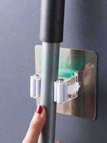 8入組/1入組免打孔拖把架，多功能微痕掛鉤，浴室掃帚掛架，廚房組織者，壁掛工具組織者，黏合式掃帚夾，適用於家居儲存，清潔工具和用品，宿舍必備物品 - 黑色 - 查看 6