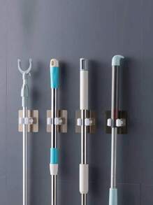 8入組/1入組免打孔拖把架，多功能微痕掛鉤，浴室掃帚掛架，廚房組織者，壁掛工具組織者，黏合式掃帚夾，適用於家居儲存，清潔工具和用品，宿舍必備物品 - 黑色 - 查看 3