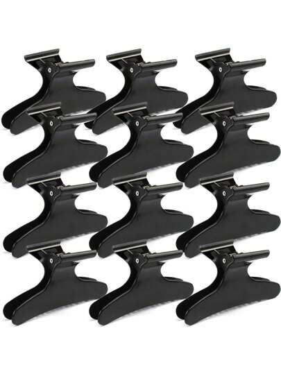 12pcs Black Butterfly Hair Clips, Salon-Grade Hair Clips For Cutting, Styling, Sectioning, Coloring, Suitable For Women And Students Women Claw Clip Fashion Hair Accessories Elegant Hair Claw Summer Beach Vacay