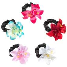 1 Stück bunte künstliche Orchideen Blume Haargummi, frische Blumen Dehnbare Haargummis für Hochzeit, Party und Urlaub, Haaraccessoires, Zopfhalter, Haargummis, Haarseil, Haargummis für Zöpfe