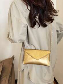 Women Fashionable Simple All-Match Shoulder Crossbody Bag - Gold - View 2