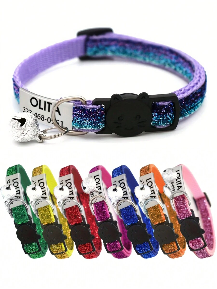 1 Stück anpassbares, weiches und verstellbares Katzenhalsband mit Schnellverschluss-Schnalle und Glöckchen, geeignet für kleine bis mittelgroße Katzen oder Hunde zum täglichen Tragen