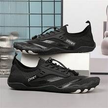 1pair Summer Athletic Five-Toe Quick-Drying Beach Shoes For Couples, Suitable For Swimming, Water Sports, Hiking, Cycling, Running, Jumping Rope, Shock Absorption, Yoga, Outdoor Diving - Black - View 1
