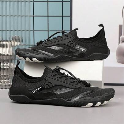 1pair Summer Athletic Five-Toe Quick-Drying Beach Shoes For Couples, Suitable For Swimming, Water Sports, Hiking, Cycling, Running, Jumping Rope, Shock Absorption, Yoga, Outdoor Diving