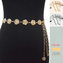 1條金銀色金屬玫瑰花女式腰帶，時尚優雅的禮服或牛仔褲飾品 - 彩色 - 查看 6