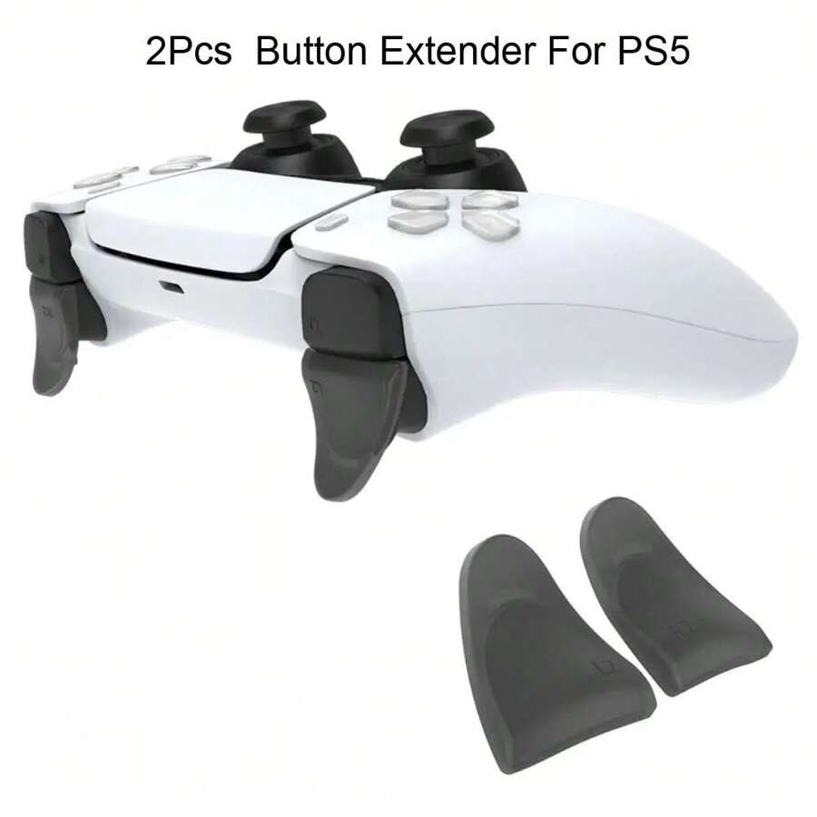 R2 L2 Dual Trigger Extender Key Enhancement Lengthened Button Part Compatible With PS 5 Playstation 5 Controller - L2 R2 Trigger Button Extenders - Black - View 1