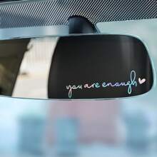 3X You Are Enough Rearview Mirror Decal, Vanity Mirror Stickers, Rear View Mirror Sticker, Mirror Affirmations Decals, Rear Window Decal, Car Stickers For Women, Rear View Mirror Accessories