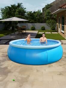 1pc 118*29in Round Inflatable Swimming Pool, 3m Inflatable Ring Pool, Top Ring Inflatable For Filling Water, With Mesh Fabric For Durability, Thickened Family Outdoor Garden Swimming Pool, Inflatable Pool For Fun