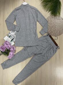 Women Two-Piece Outfits - 淺灰色 - 查看 2