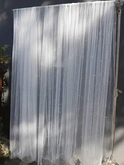 1 pieza Tela de fondo de fotografía de boda con malla de perlas - Velo de tela de perlas para manualidades DIY y vestidos de novia - Opciones de 1.5m, 2m, 3m disponibles, Navidad