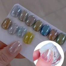 0.5克/盒 釉面甜甜圈珠光铬粉 1包 铬粉指甲粉 冰透明铬粉指甲粉，高光泽珠光闪粉金属颜料 0.5克 - 白色 - 查看 5