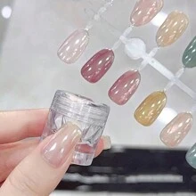 0.5克/盒 釉面甜甜圈珠光铬粉 1包 铬粉指甲粉 冰透明铬粉指甲粉，高光泽珠光闪粉金属颜料 0.5克 - 白色 - 查看 4