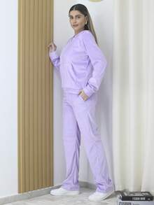 Women Two-Piece Outfits - Lilac Purple - View 3