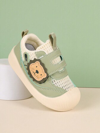 A Pair Of New Unisex Fashion Classic Mesh Shoes, Featuring Cute Cartoon Animals And Comfortable Design. High-End Shoe Last Design Ensures Stable And Secure Fit For Toddler Boys And Girls. Soft And Non-Slip Sole, Wear-Resistant And Breathable Suitable For Daily Wear, School Or Campus Style. (Note: Mesh Upper)