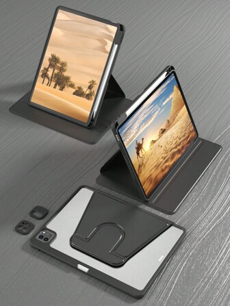 Apple 360 Rotating IPad Case Back Cover Shockproof High Anti-Pressure And Scratch Resistant, With Sleep And Wake-Up, Function Compatible With Built-In Pencil Holder And Flexible Viewing Angle-Black