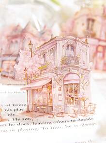 CANDY POETRY 1pack40pcs Retro Cabin Theme Scrapbooking Sticker For DIY Decoration, Festival Gift, Personalized School Stationery Material - Purple - View 9