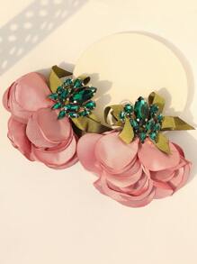 1pair Full Rhinestone Bowknot & Flower Earrings Suitable For Women To Attend Parties And Wear Daily Valentines - Multicolor - View 11