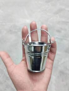 1個迷你鍍鋅防漏桶形杯，帶手柄，適用於葡萄酒、啤酒或烈酒，創意派對小酒桶 - 銀色 - 查看 6