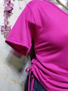 BLUSA TALLA CURVY DOBLE JARETA MOD. NALA TELA FRESCA RIF TEXTURA LIGERA - Rosa Fucsia - Ver 4