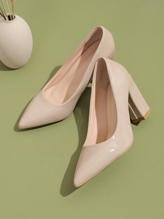 Shoes Women Spring New Fashion Sexy Pointed Low Vamp Women High-Heeled Shoes Chunky Heels Versatile Women Shoes