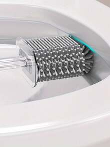 硅胶马桶刷套装，壁挂式，无需钻孔，浴室长柄清洁刷，可重复使用马桶清洁工具 - 透明灰 - 查看 5