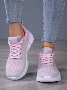 1 para damskich oddychających butów do biegania z siateczki do uprawiania sportów na świeżym powietrzu, wygodne uniwersalne, codzienne, sportowe trampki, lekkie, antypoślizgowe buty do biegania