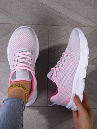 1 双女士户外运动网眼透气跑步鞋，舒适百搭休闲运动运动鞋，轻便防滑跑步鞋