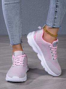 1 para damskich oddychających butów do biegania z siateczki do uprawiania sportów na świeżym powietrzu, wygodne uniwersalne, codzienne, sportowe trampki, lekkie, antypoślizgowe buty do biegania