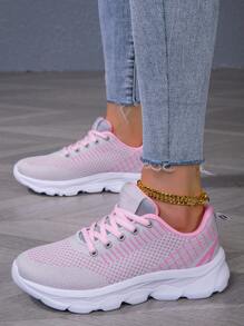 1 para damskich oddychających butów do biegania z siateczki do uprawiania sportów na świeżym powietrzu, wygodne uniwersalne, codzienne, sportowe trampki, lekkie, antypoślizgowe buty do biegania