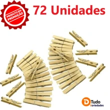 Kit 72 Prendedor De Roupas Madeira SUPER RESISTENTE - Marrom - Visão 1