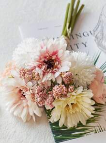 1支/3支装人造蒲公英、牡丹、雏菊丝绸花束，婚礼新娘花束，家居办公室浴室厨房餐桌装饰，情人节生日毕业秋季装饰