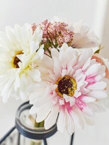 1支/3支装人造蒲公英、牡丹、雏菊丝绸花束，婚礼新娘花束，家居办公室浴室厨房餐桌装饰，情人节生日毕业秋季装饰