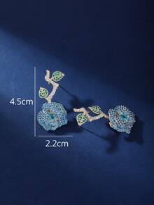 1對時尚奢華立體玫瑰造型鑽石耳環，適用於女士參加派對和場合，搭配晚禮服更是完美 - 花耳環 - 查看 9