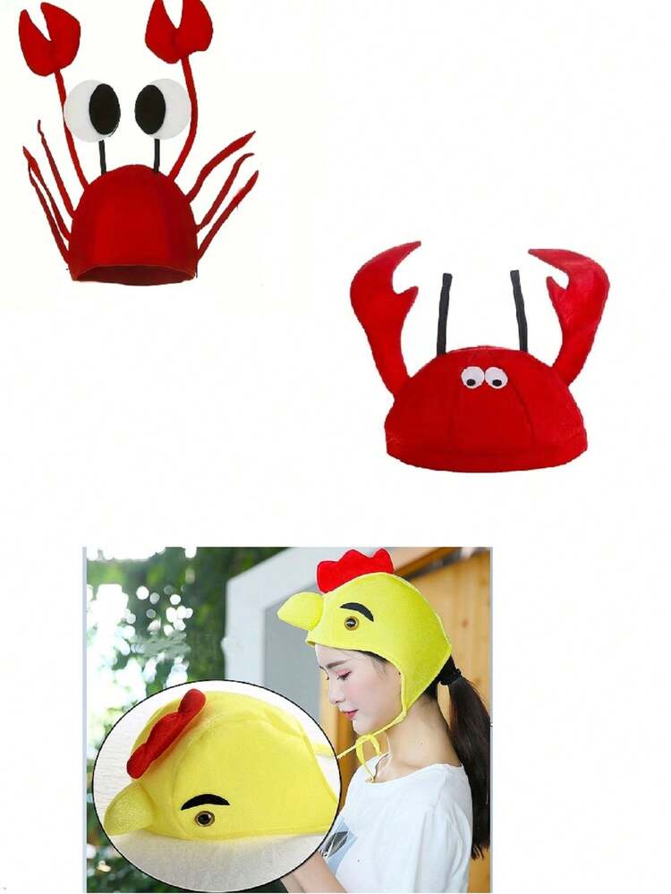 1PC Cute Funny Crab Hat For Unisex, Lobster Hat,Chicken Hat - Multicolor - View 1