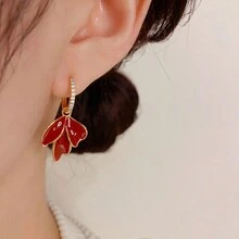 一对红枫叶耳环2024新款优雅耳环高级感小众设计感耳环女 - A349# - 查看 5