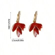 一对红枫叶耳环2024新款优雅耳环高级感小众设计感耳环女 - A349# - 查看 2