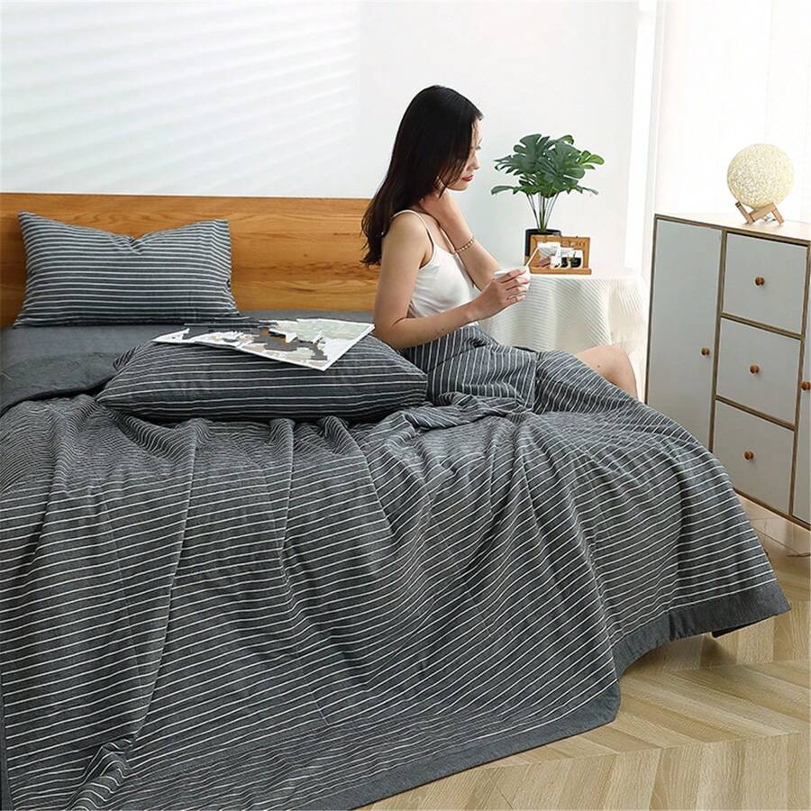 1 chiếc chăn bông, chăn bông ca rô mềm mại tinh tế, khăn trải giường đa chức năng cho giấc ngủ trưa tại nhà văn phòng, làm sạch thuận tiện và sử dụng trực tiếp, thích hợp cho mọi mùa (Xuân/Hạ/Thu/Đông) - Nhiều màu - Xem 1