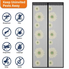 Cửa Màn Từ - Dễ Dàng Lắp Đặt Và Tháo Rời, Nam Châm Tự Niêm Phong, Lưới Lưới Chịu Lực Cao Cho Phòng Ngủ, Sân Hiên, Cửa Trượt - Rảnh Tay, Chống Muỗi, Ngăn Côn Trùng Với Thiết Kế Hoa Hướng Dương Và Bướm Thời Trang - Nhiều màu - Xem 1