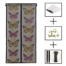 Cửa Màn Từ - Dễ Dàng Lắp Đặt Và Tháo Rời, Nam Châm Tự Niêm Phong, Lưới Lưới Chịu Lực Cao Cho Phòng Ngủ, Sân Hiên, Cửa Trượt - Rảnh Tay, Chống Muỗi, Ngăn Côn Trùng Với Thiết Kế Hoa Hướng Dương Và Bướm Thời Trang - Nhiều màu - Xem 4