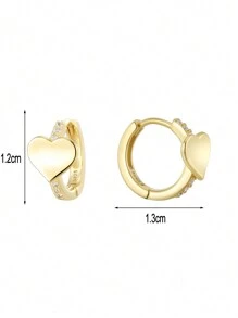 1 Pair 925 Sterling Silver Cubic Zirconia Heart Shaped Hypoallergenic Hoop Earrings For Children, Gift Box, Gift For Kids, Young Girls, Back To School, Christmas