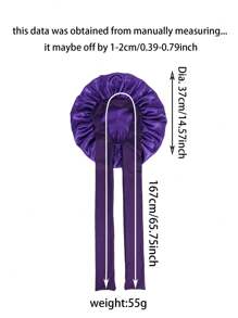 1 chiếc mũ tắm bằng satin có nơ thắt, co giãn, nhẹ, màu trơn, dành cho phụ nữ và bé gái, màu đen, quà tặng ngày Valentine. - Màu tím - Xem 6