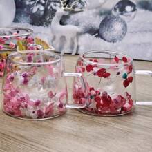 1 pièce Mug double paroi 200 ml, tasse à fleurs séchées, tasse à café, tasse à thé au lait, tasse à Américano glacé, verre, résistant à la chaleur, verre transparent en borosilicate haute qualité. Grand design floral, sensation de main confortable. Convient pour une utilisation en hiver et en été. Excellent cadeau pour un couple, un ami, la famille, un anniversaire, des vacances, des accessoires de cuisine - Transparent - Voir 13