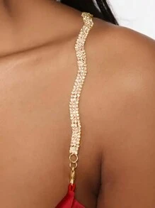 1pair/Set European And American Sexy Wavy Rhinestone Shoulder Straps, Bride Bra Adjustable Strap Shoulder Jewelry, Versatile Diamond Body Chain For Banquets Halloween