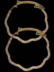 1pair/Set European And American Sexy Wavy Rhinestone Shoulder Straps, Bride Bra Adjustable Strap Shoulder Jewelry, Versatile Diamond Body Chain For Banquets Halloween