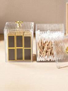 1pc Makeup Sponge Cleaning Stick Storage Box With Dustproof Lid, Transparent Desktop Container For Makeup Sponge, Cosmetic Puff, Cleansing Pad - White - View 7