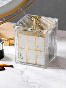 1pc Makeup Sponge Cleaning Stick Storage Box With Dustproof Lid, Transparent Desktop Container For Makeup Sponge, Cosmetic Puff, Cleansing Pad - White - View 5